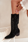 Suede Women's Cowboy Boots With Heel Black Karira