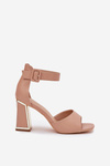Elegant women's sandals on a heel nude Rosazara