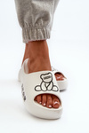 Women's Foam Slides on Chunky Sole with Bear White Lamira