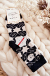 Women's warm socks with stars beige and black