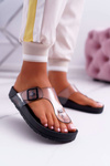 Women's Flip Flops Transparent Strap Black Framona