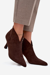 Low Women's Ankle Boots On Heel Eco Suede Chocolate Jolivra