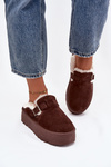 Women's Snow Boots With Fur And Buckle On Platform Chocolate Jessina