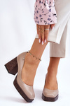 Fashionable Leather Pumps Laura Messi 2599 Beige