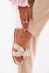 Flat Ladies Slippers With Bow Beige Tobin