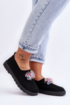 Women's Slip-On Sneakers with Stones Black Simple