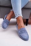 Women's Mocassins Blue Suede Bolero