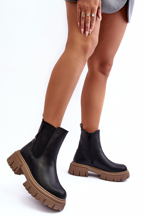 Chunky Lined Boots Ankle Boots Big Star MM274606 Black