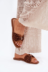 Ladies flat sandals with bow Camel Avenza