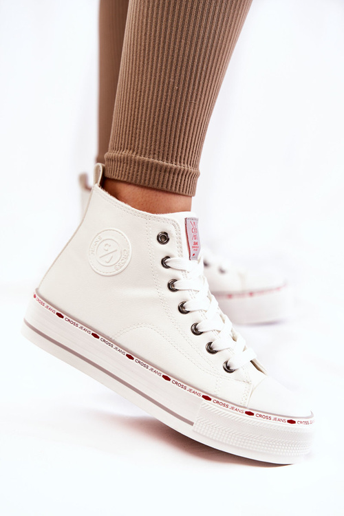 Women's High Warmed up Sneakers Cross Jeans KK2R4044C White