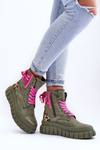 Women's Suede Boots on a Platform Green Raftera