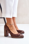 Suede Pumps On Heel Brown Laura Messi 2702