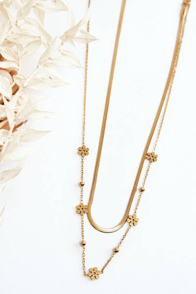 Women's Snake Chain With Flowers Gold