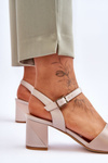 Leather Low Heel Sandals Sergio Leone SK898 Beige
