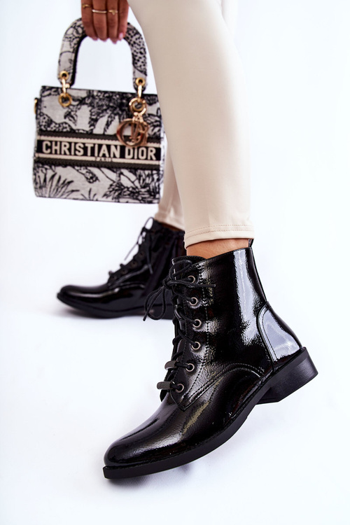 Classic Lacquered Women's Warm Boots Black Grimma