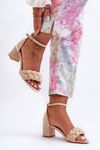 Suede Sandals with Braid Beige Essenza