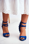 Women's Sandals On High Heel Blue Gladiators Carnival