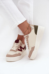 Women's Sneakers on Platform with Gold Inserts Beige Zalvra