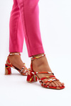 Patterned Orange Sandals with Heel Jenglla
