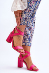 Elegant Sandals On A Block Heel Fuchsia Michele