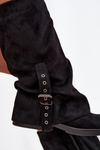 Women's Boots With Wrinkled Shaft And Buckle Black Ophelis