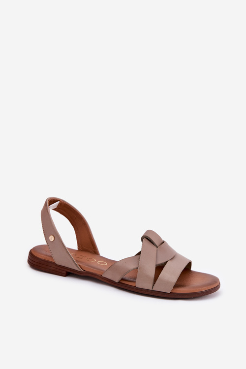 Zazoo 40185 Comfortable Leather Slip-On Sandals Dark Beige