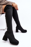 Women's black over-the-knee boots with platform and heel Manaliis