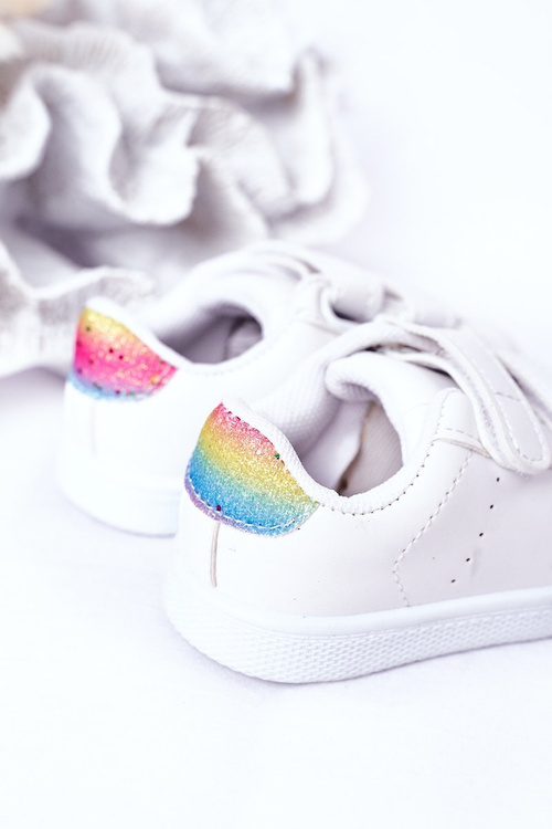 Children's Sneakers With Velcro White-Rainbow Cute Girl