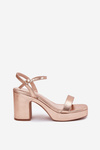 Eco Leather Sandals On Heel Rose Gold Lillita