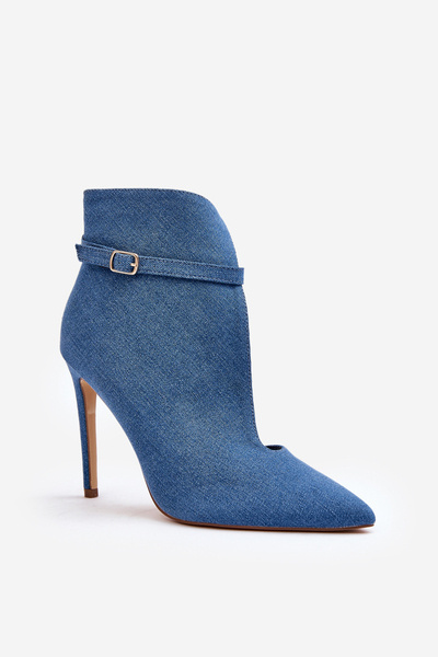Women's Denim Boots on Heel Blue Amalundi