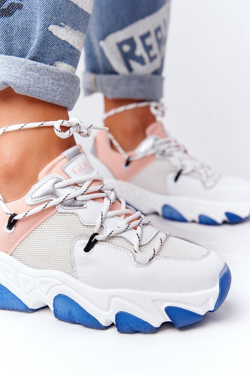 Sportowe Buty Na Dużej Podeszwie GOE HH2N4034 Biało-Różowe