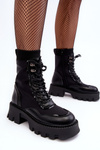 Botki Workery Sznurowane Masywne Czarne Seloma JJ22
