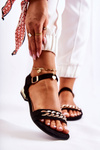 Women's Suede Sandals With A Chain Black Norine