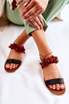 Fashionable Sandals With Beads Black Hally