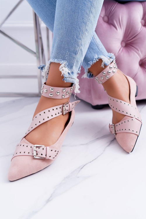 Lu Boo | Ballerina Ballerinas Stripes Rivets Powder Pink Esteria