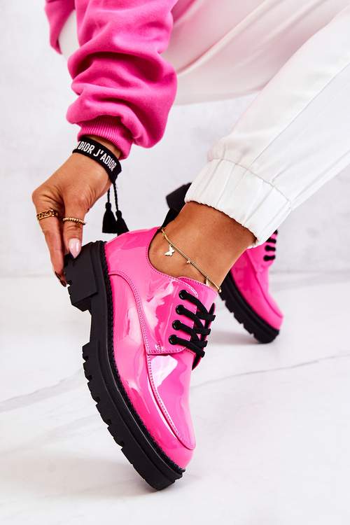 Laquered Lace-up Shoes La.Fi Pink Joselin