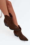 Slip-on Women's Cowboy Boots Made of Natural Suede Chocolate Beretta