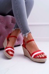 Ladies' Sandals with Heels Linen Red Renew