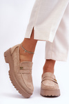 Suede Moccasins with Decoration Beige Esperta