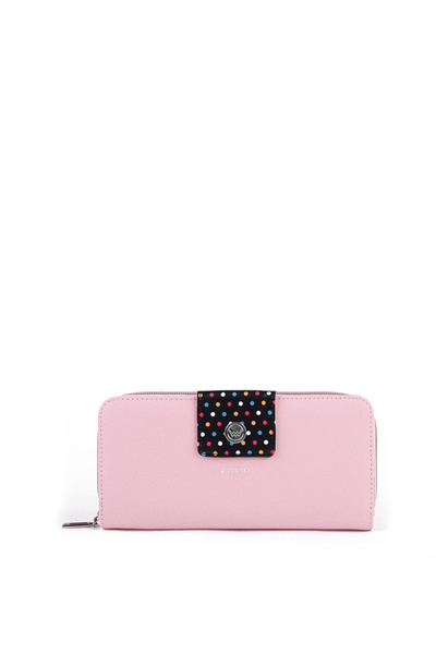 Large Women's Zip Wallet Dots Light Pink Huntress