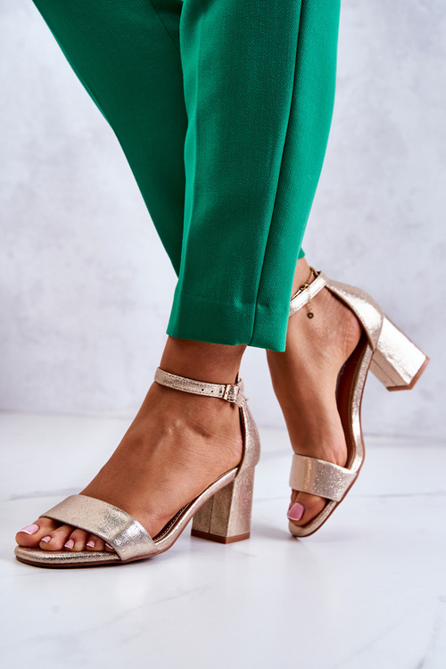 Fashionable Women's Sandals On A Heel Gold Lucida