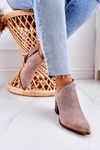 Women's Boots With A Cut On Block Heel Suede Cappuccino Lawrence