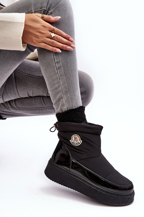 Women's Slip-On Snow Boots On Platform Black Gattea
