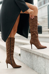 Stiletto Boots With Leopard Print Brown Reanwenna