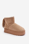 Women's snow boots on a massive platform with fringes beige Lirico