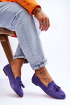 Suede Classic Fringed Loafers Violet Averil