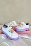Trampki Sneakersy Dziecięce Z Przypinką Biało-Fioletowe Pennyn