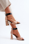 Beige Patent Sandals With Stiletto Heel Adrianu