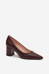 Chunky Heel Shoes With Pointed Toes Chocolate Ryvessa
