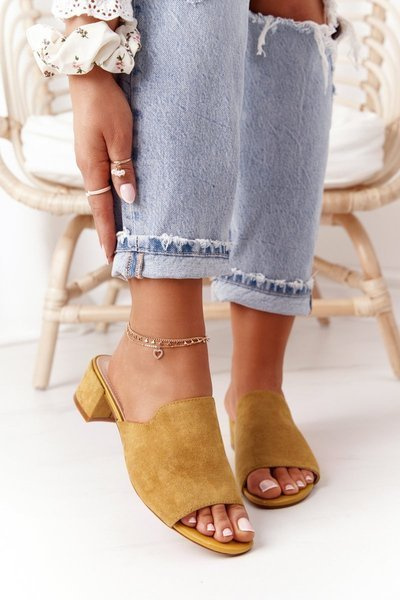 Suede Heeled Slippers Sergio Leone KL313 Yellow